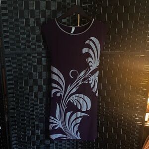 Chic Floral Mini Dress in Purple and White